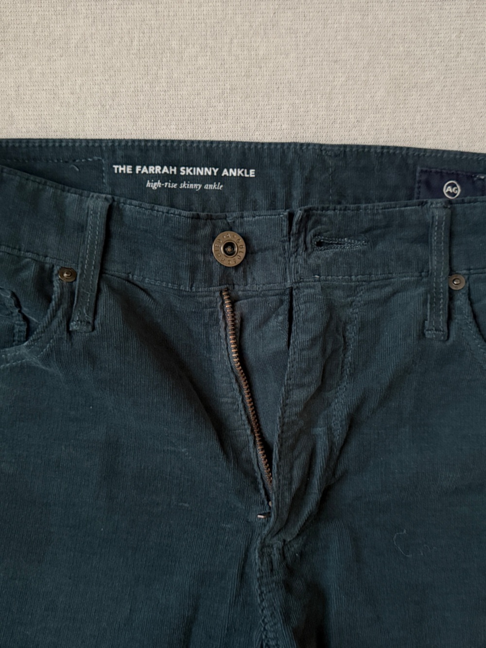 Ag Adriano Goldschmied Farrah Skinny Ankle Corduroy Pants - Teal Green